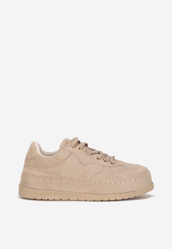 Beżowe sneakersy damskie z ukrytym koturnem Kaiali