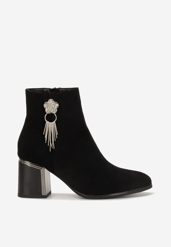Botine cu toc gros Sannelia negre